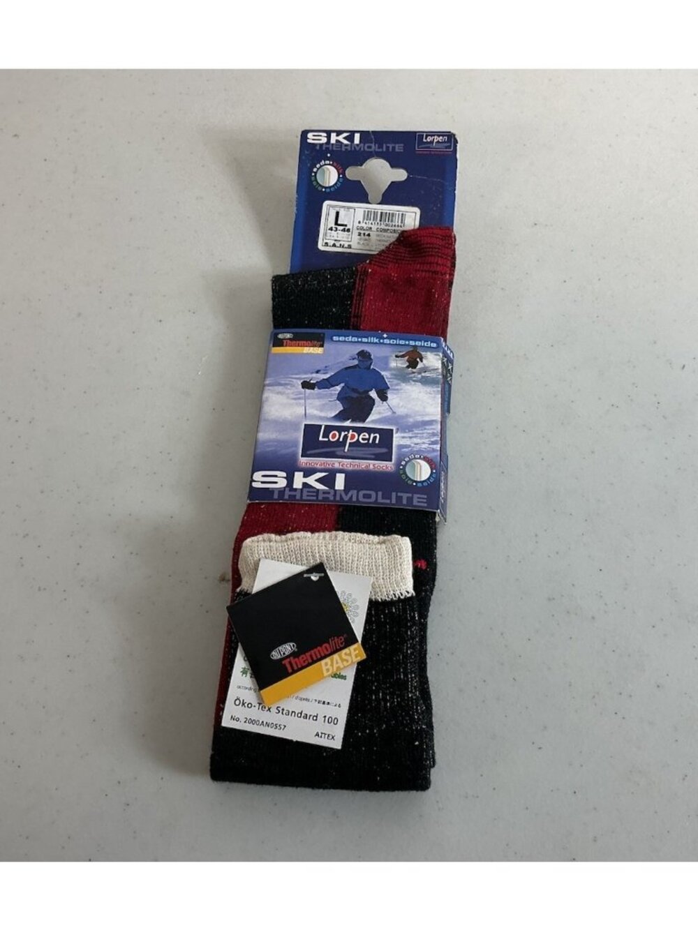 Ski Socks Medium Weight Silk Blend Men’s Large New